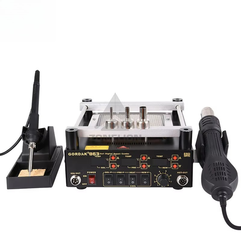 Infrared Bga Rework Station - 3in1デジタル熱風ヒートガンBGAリワークはんだ付けステーションはんだごてIR赤外線予熱プレヒーターステーション